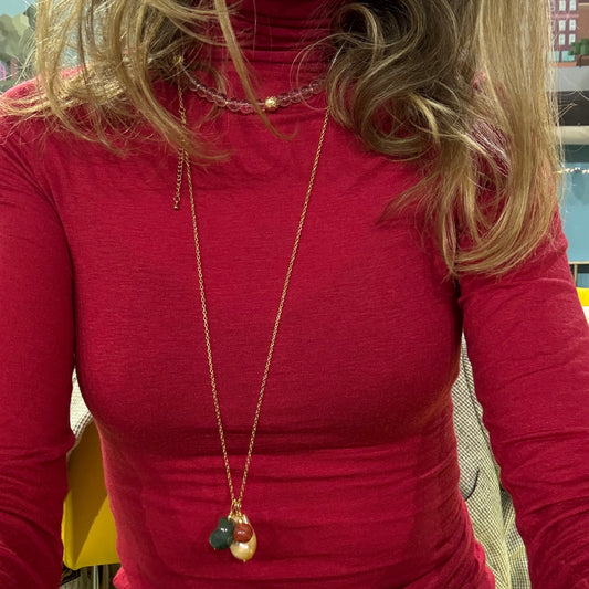 Naszyjnik z barokową perłą i mieszanką kamieni naturalnych