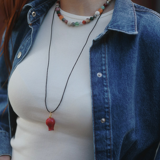 Wisiorek ceramiczny granat czerwony