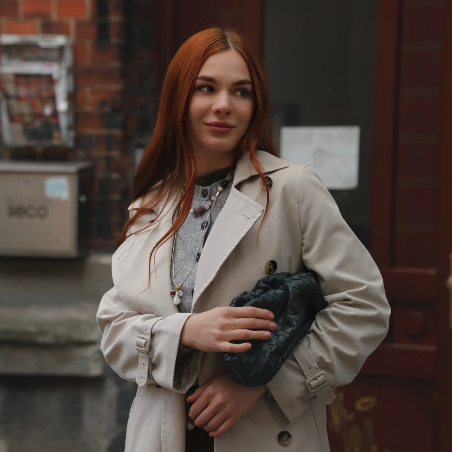 Naszyjnik z różowego kwarcu, jaspisu, pereł i czeskich szklanych koralików vintage