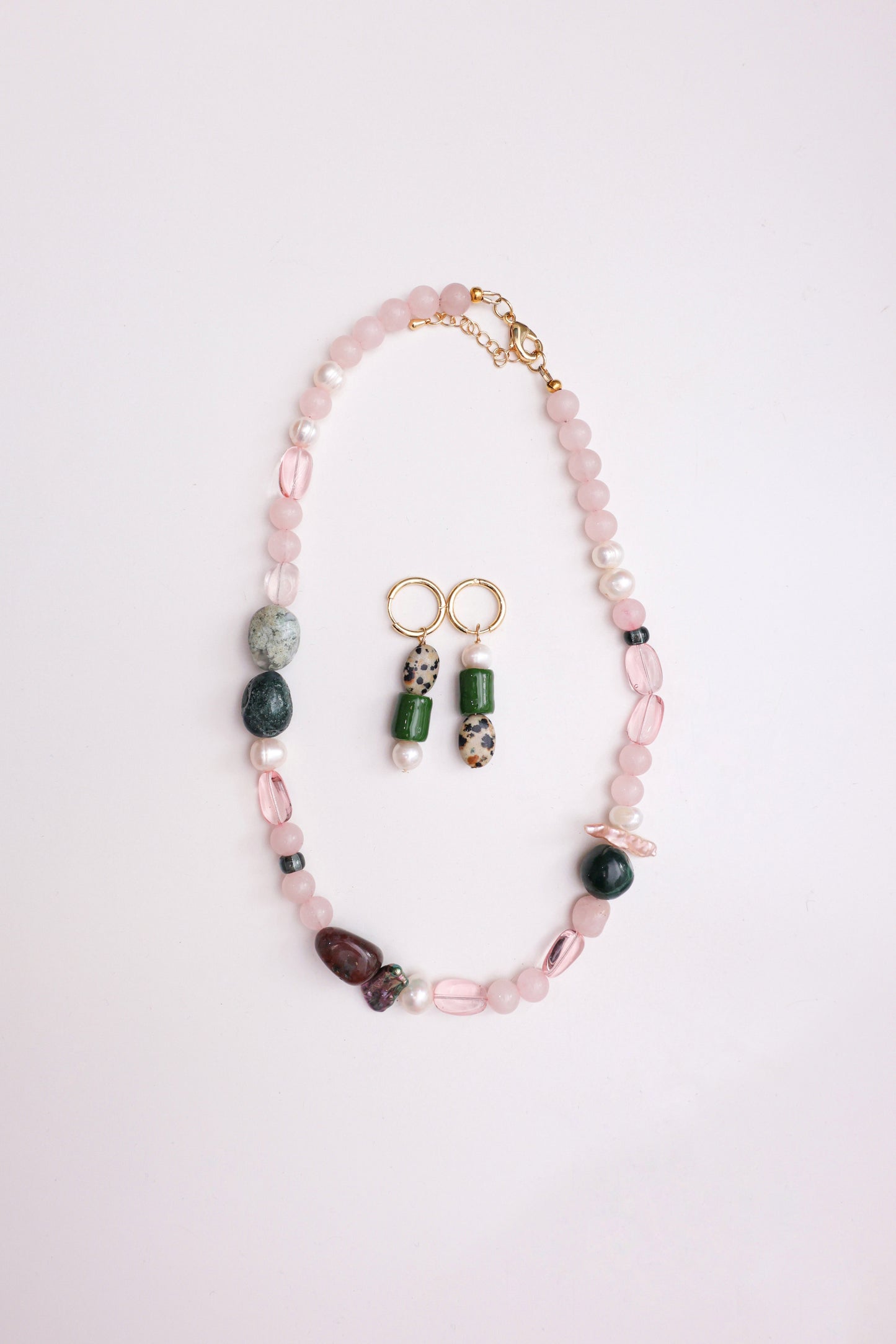 Kolczyki z perłami, agatem i ceramiką