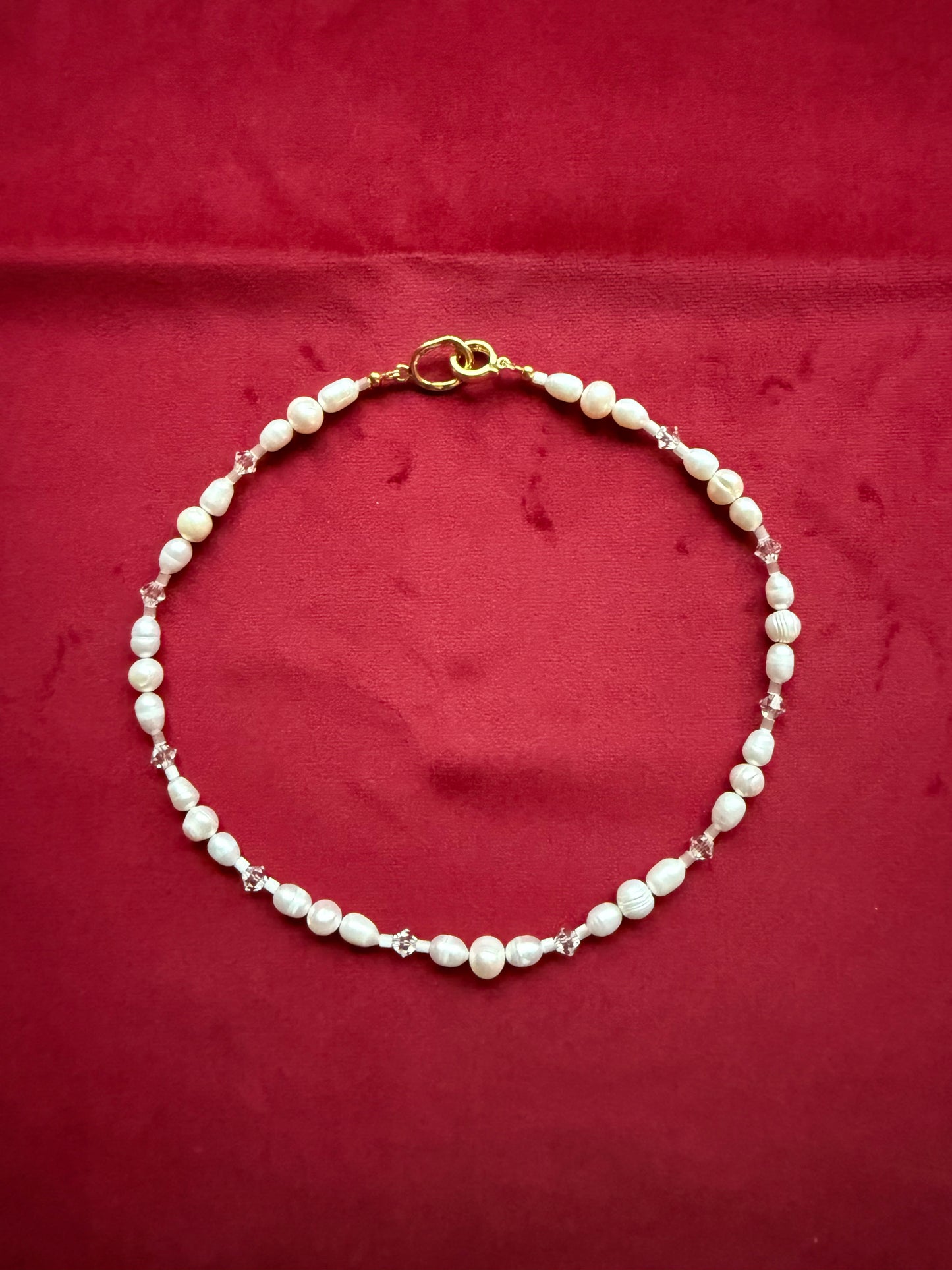 Naszyjnik z pereł naturalnych, czeskiego kryształu i japońskiego koralika