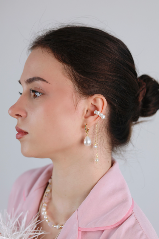 Kolczyki Kafa - naturalne perły lub pozłacany hematyt