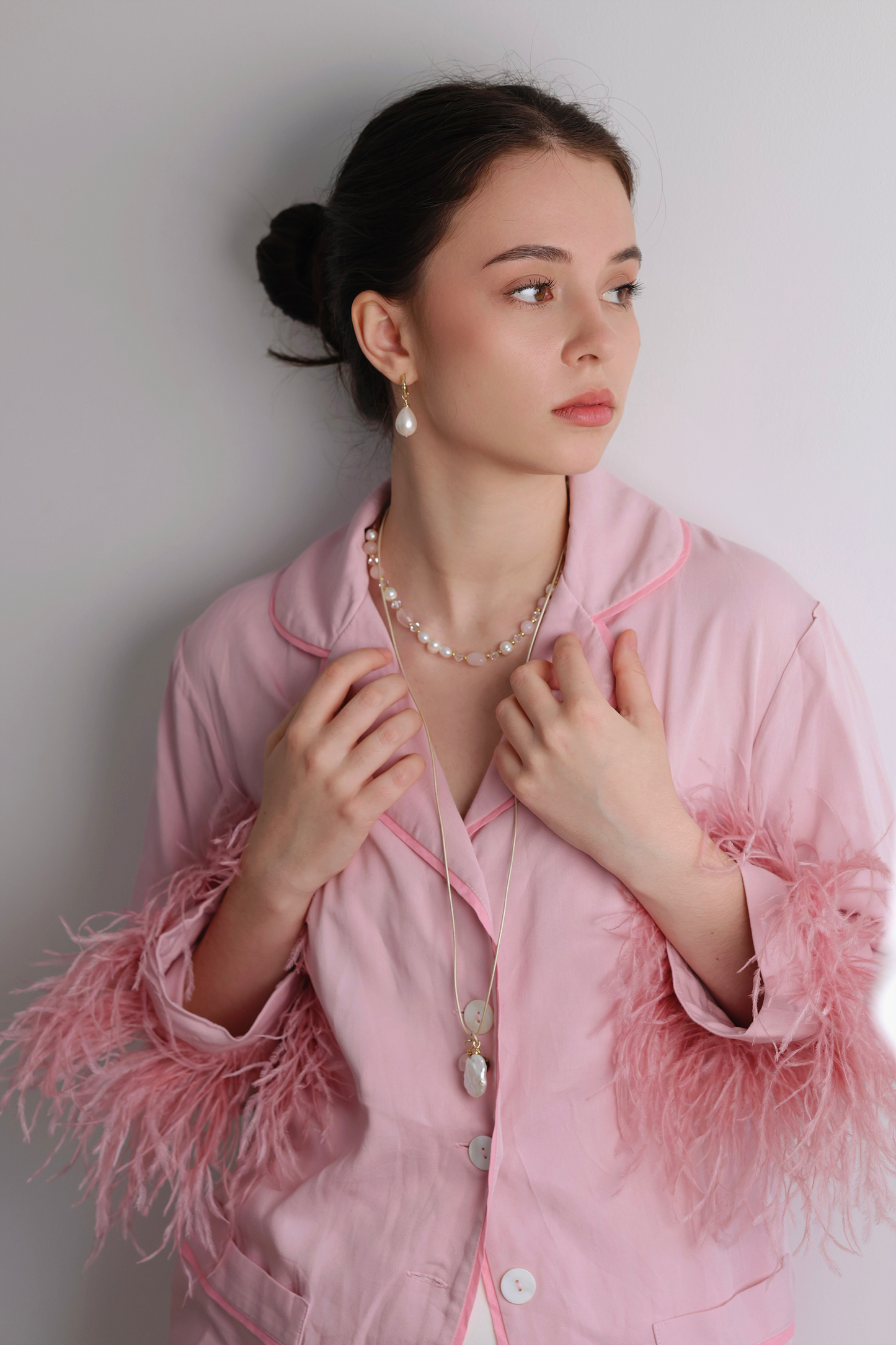 Kolczyki Kafa - naturalne perły lub pozłacany hematyt