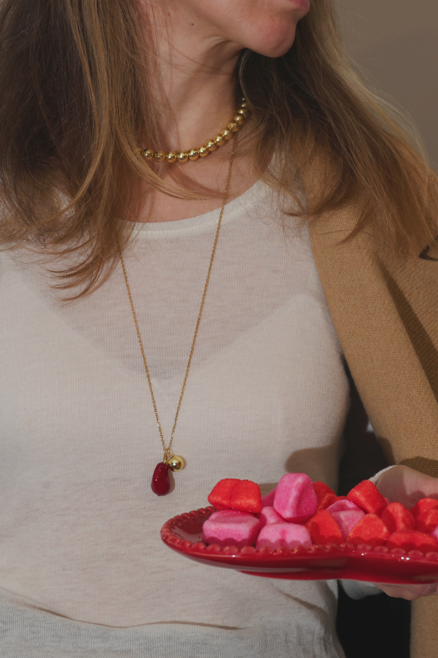 Naszyjnik  z pozłacanego hematytu