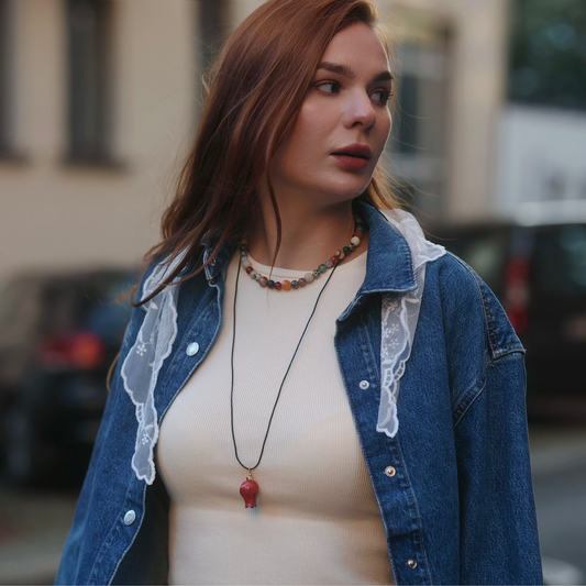 Naszyjnik z mieszanki naturalnych kamieni: agatów, jaspisu i lawy