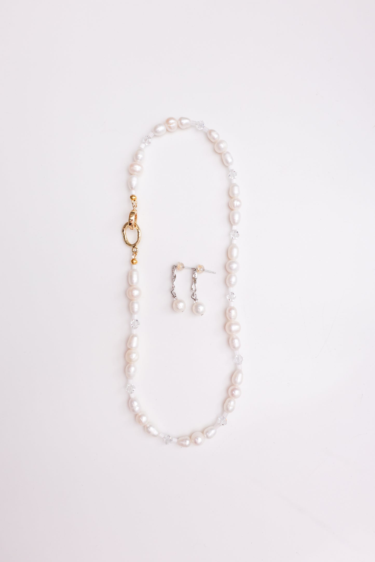 Naszyjnik z pereł naturalnych, czeskiego kryształu i japońskiego koralika