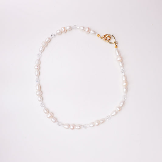 Naszyjnik z pereł naturalnych, czeskiego kryształu i japońskiego koralika