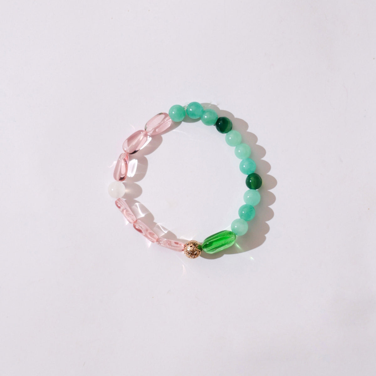 Bransoletka MOZAIKA Rose Green w odcieniach różu i zieleni