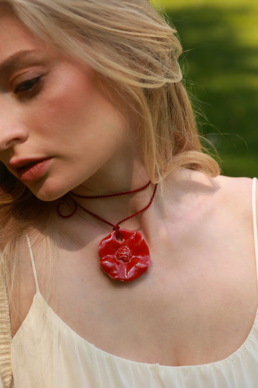 Naszyjnik FLORAL Mak Cherry