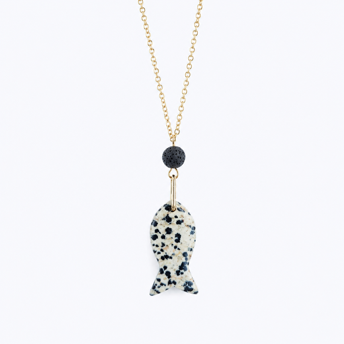 Naszyjnik MARE Ryba Stone Dalmatian z rybką z jaspisu dalmatyńskiego