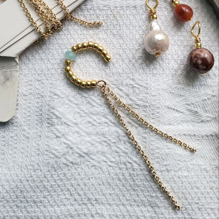 Kolczyki Kafa - naturalne perły lub pozłacany hematyt