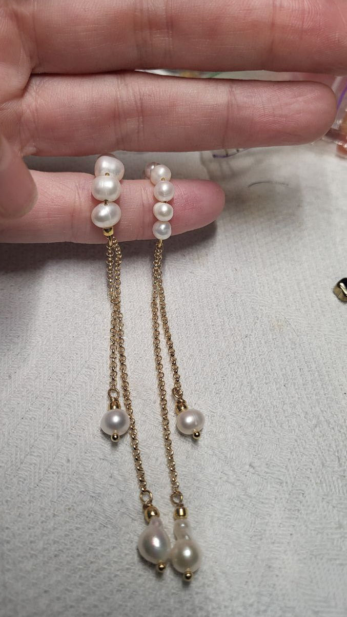 Kolczyki Kafa - naturalne perły lub pozłacany hematyt