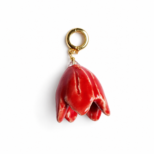 Zawieszka FLORAL Bell Cherry – czerwony ceramiczny kwiat